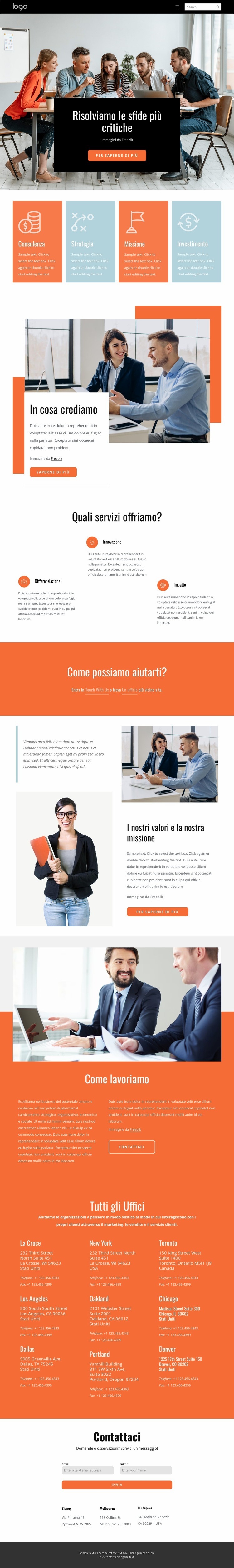 Aiutiamo i clienti a risolvere problemi aziendali complessi Mockup del sito web