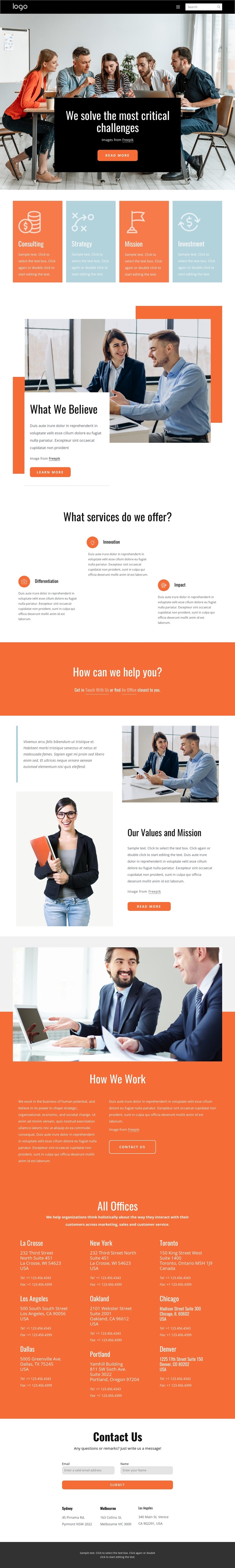 We help clients solve complex business problems One Page Template