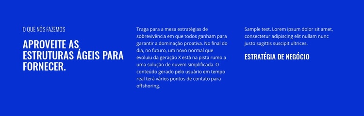 Título e texto em três colunas Modelo de site