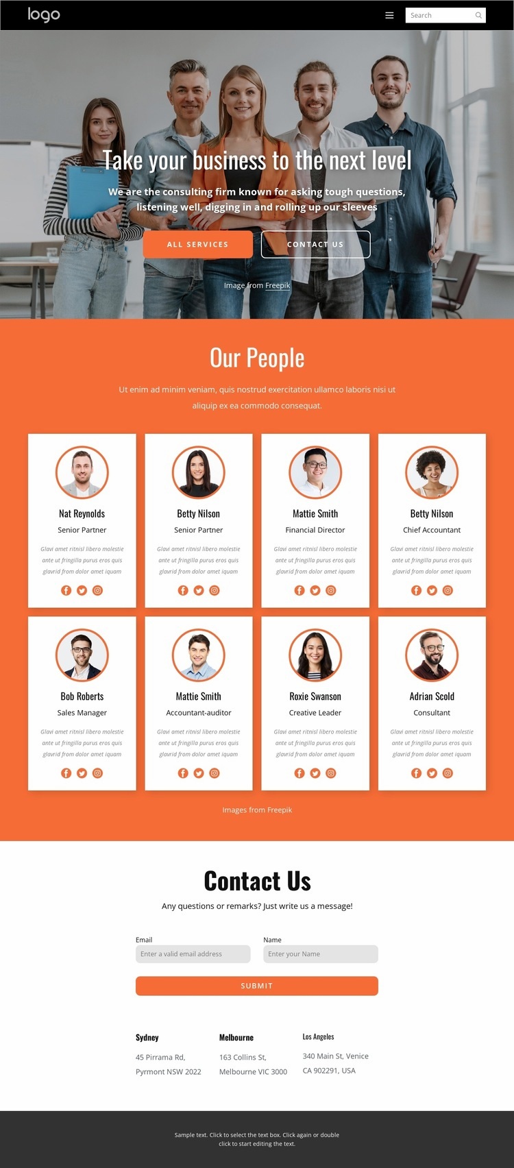 Our leadership team Homepage Design