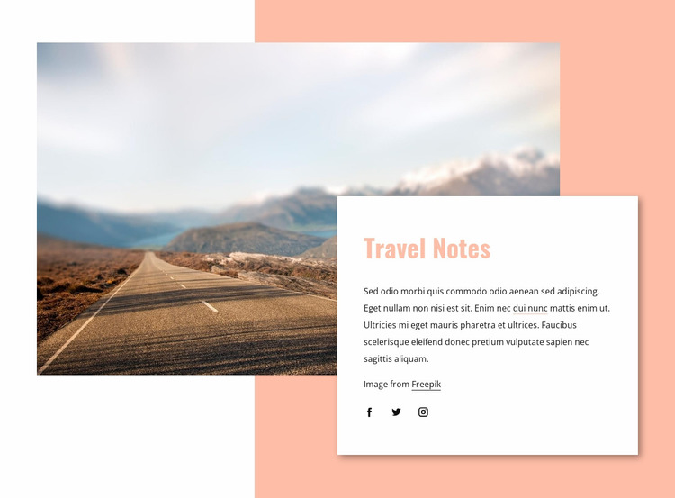 Travel notes Website Mockup