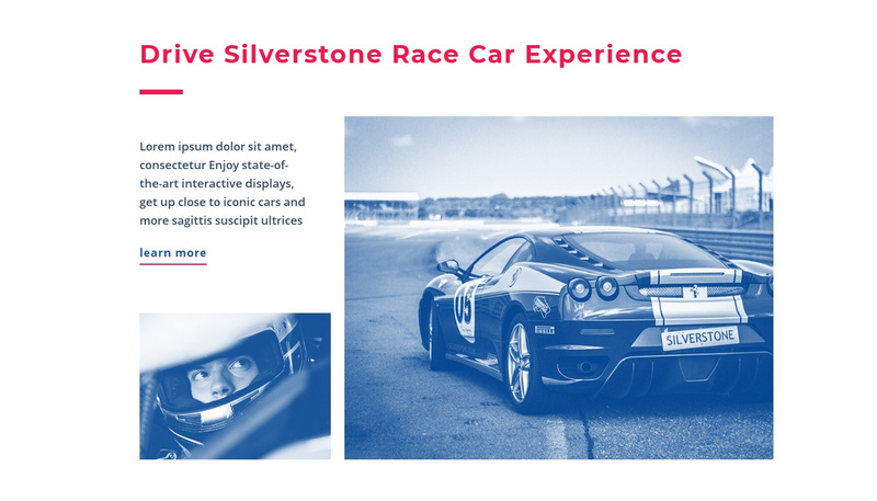 Race car experience Web Page Design