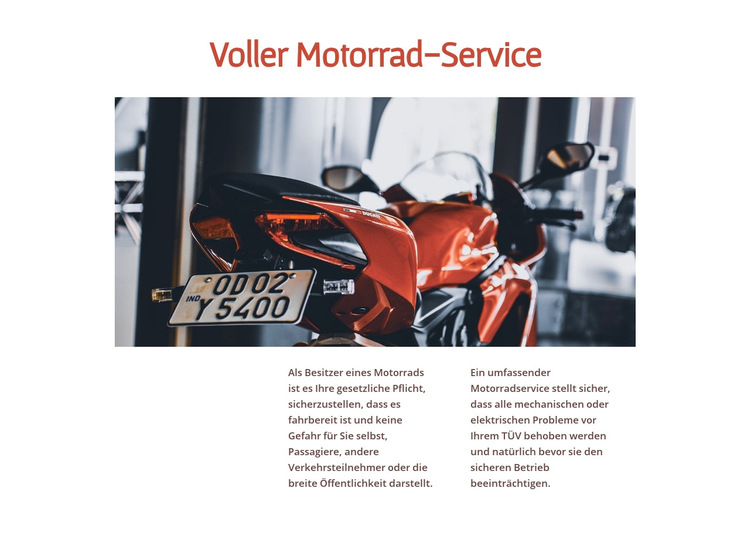 Motorrad-Dienstleistungen Website-Vorlage