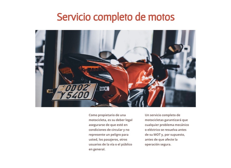Servicios de moto Maqueta de sitio web