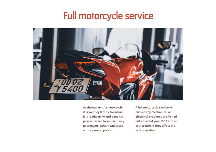 Motorcycle services Homepage Design