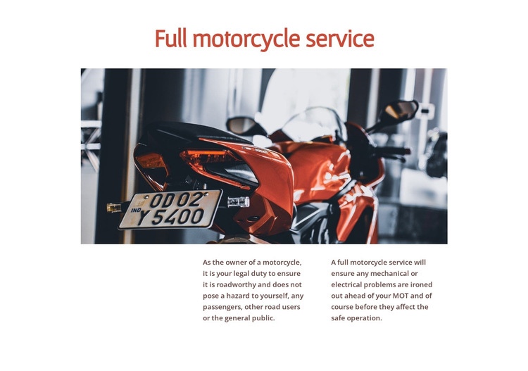 Motorkerékpár -szolgáltatások Html Weboldal készítő