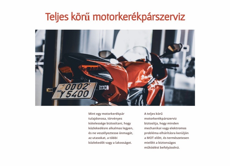 Motorkerékpár -szolgáltatások CSS sablon