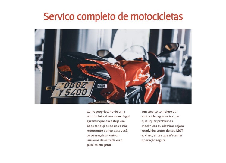Serviços de motocicleta Construtor de sites HTML