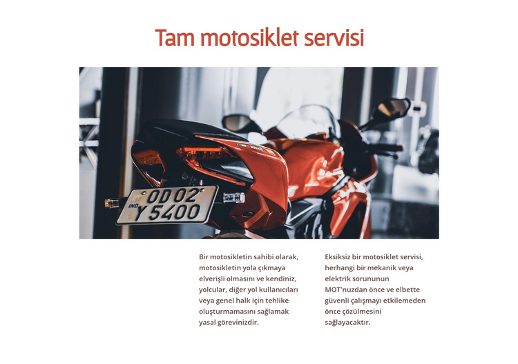 Motosiklet hizmetleri Web Sitesi Şablonu