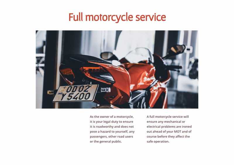 Motorcycle services Web Page Designer