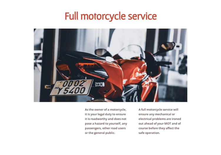 Motorcycle services Website Builder Software