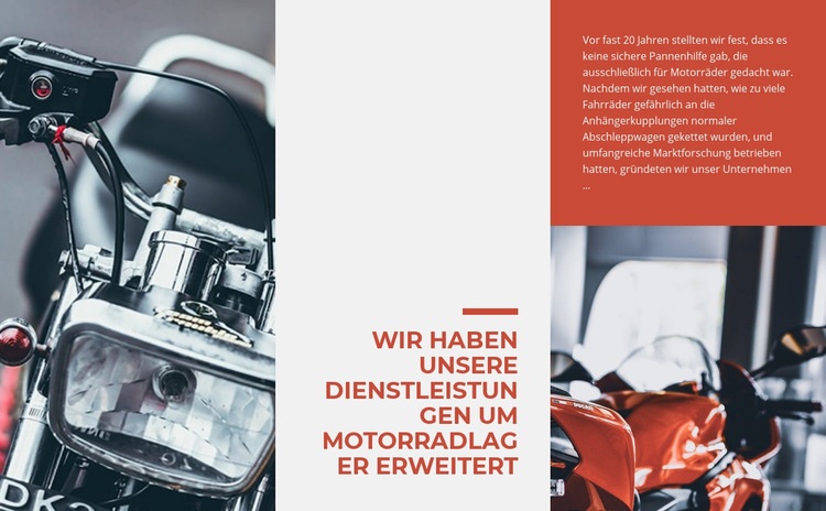 Dienstleistungen Motorradlagerung Eine Seitenvorlage