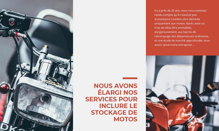 Services Stockage de motos Page de destination