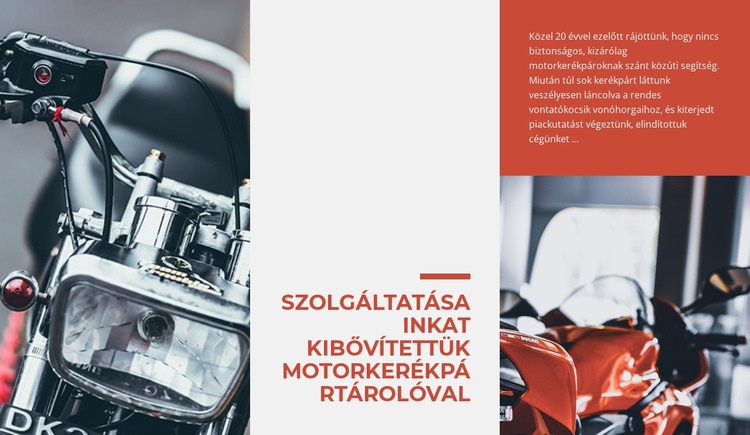 Szolgáltatások Motorkerékpárok tárolása HTML Sablon