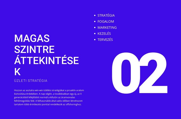 Magas szintű áttekintésekhez HTML Sablon