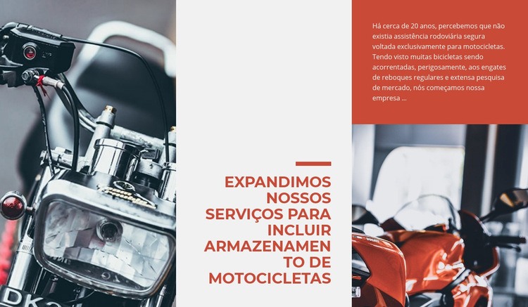Serviços de armazenamento de motocicletas Design do site