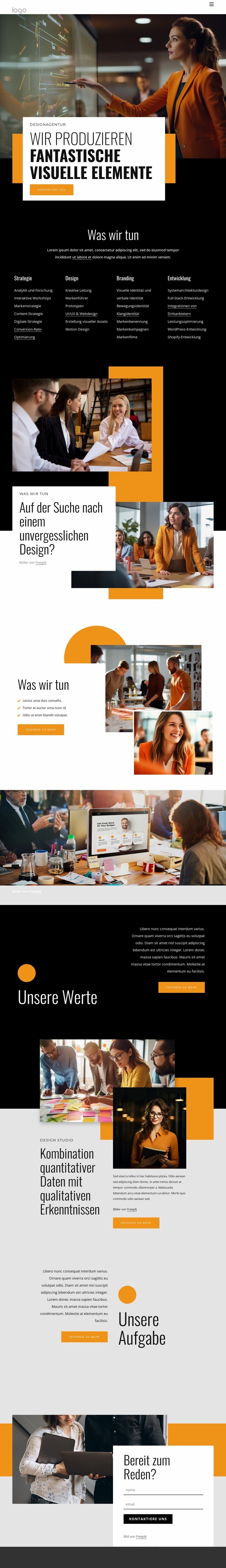 Wir produzieren tolle Visuals Website Builder-Vorlagen