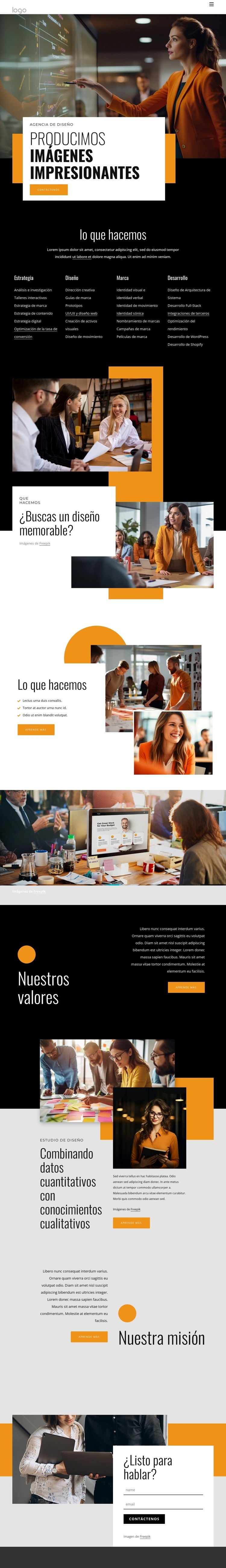 Producimos efectos visuales impresionantes Creador de sitios web HTML