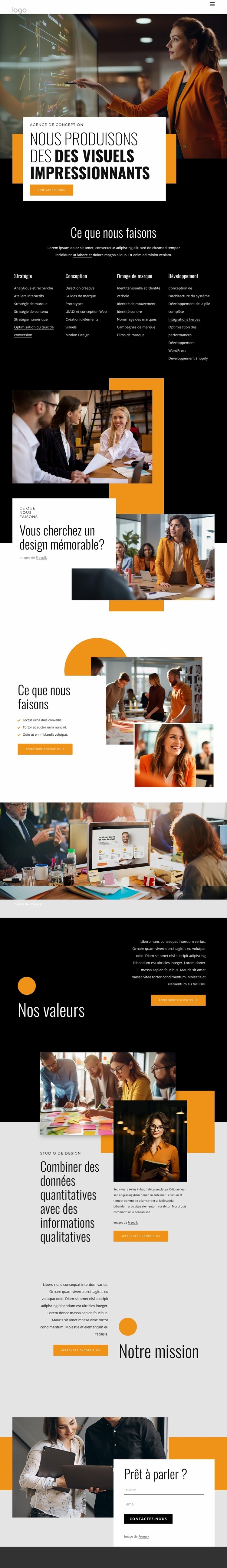 Nous produisons des visuels impressionnants Conception de site Web