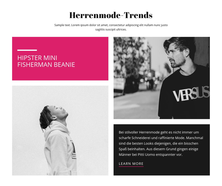 Herrenmode-Trends Website-Vorlage