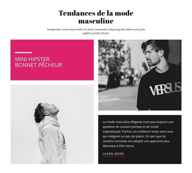 Tendances de la mode masculine Modèle CSS