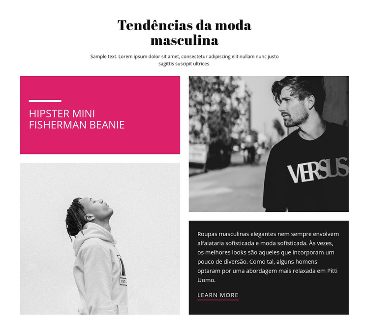 Tendências da moda masculina Modelo de site