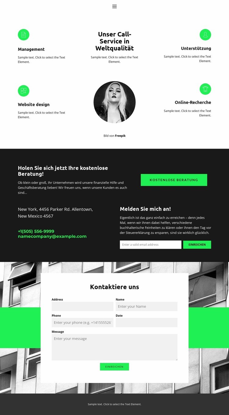 Einfache Beratung Landing Page