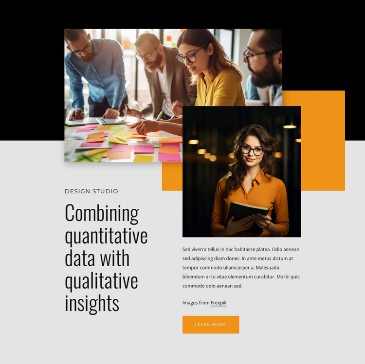 Combining quantitative data with qualitative insights Homepage Design