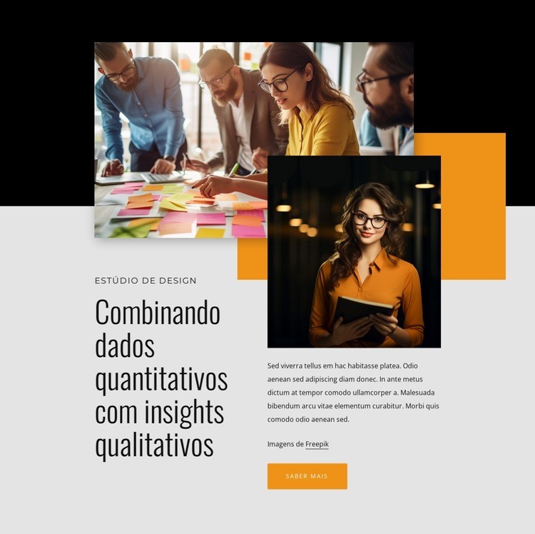 Combinando dados quantitativos com insights qualitativos Design do site