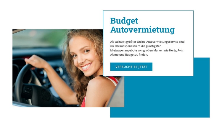 Budget Autovermietung Eine Seitenvorlage