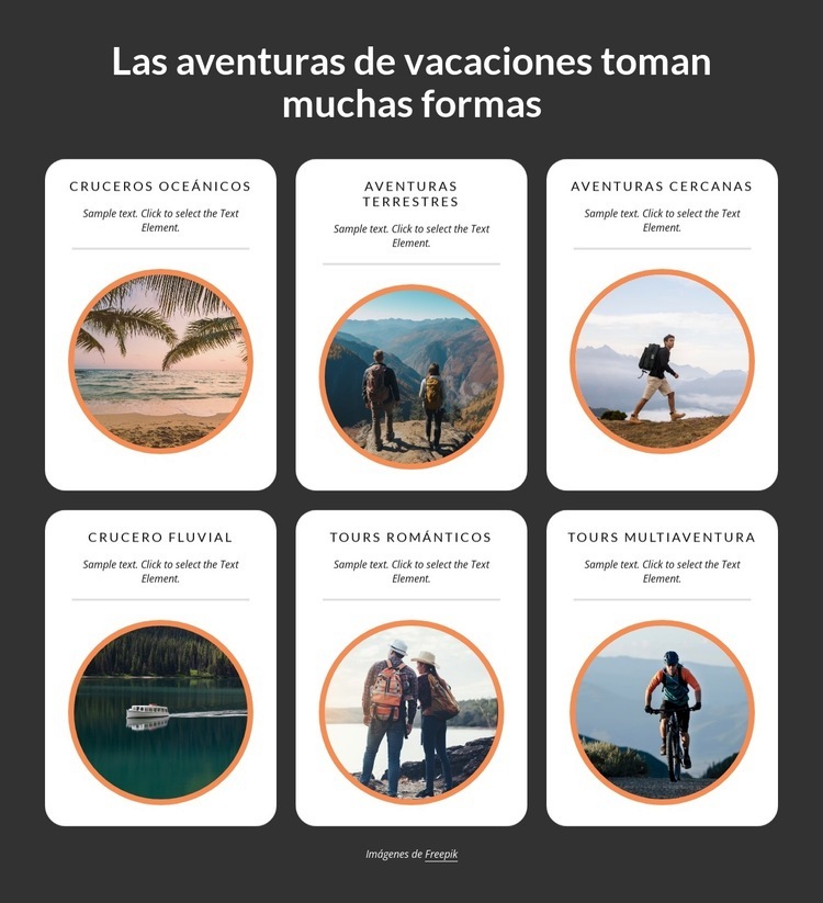 Las aventuras de vacaciones toman muchas formas Plantillas de creación de sitios web