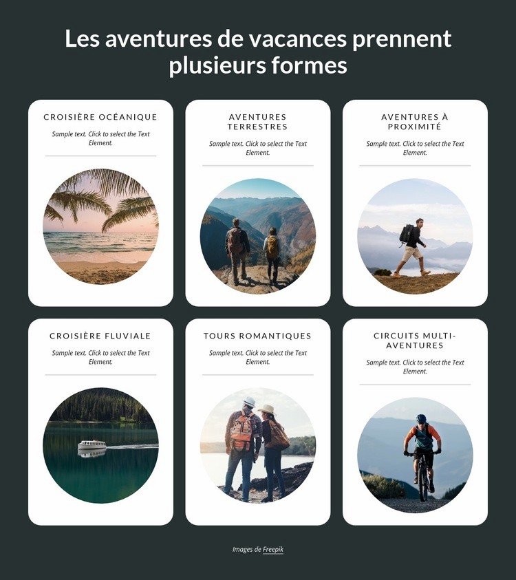 Les aventures de vacances prennent de nombreuses formes Conception de site Web