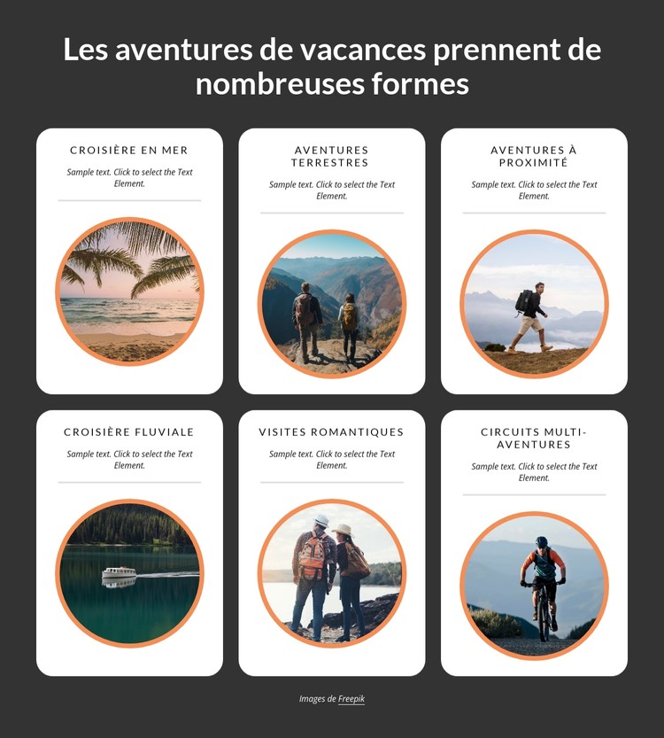 Les aventures de vacances prennent de nombreuses formes Modèle CSS