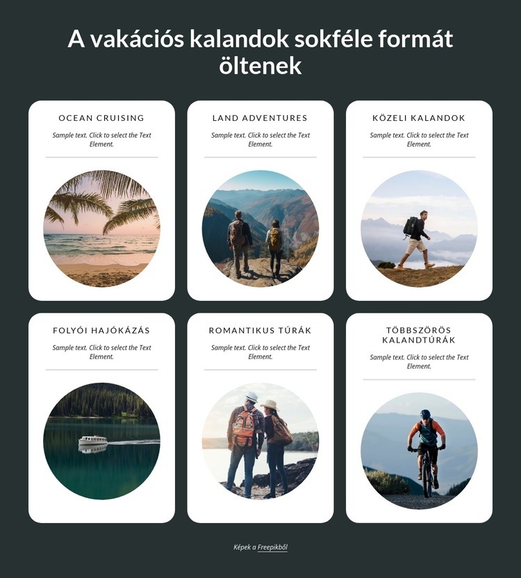 A vakációs kalandoknak sokféle formája van Weboldal sablon