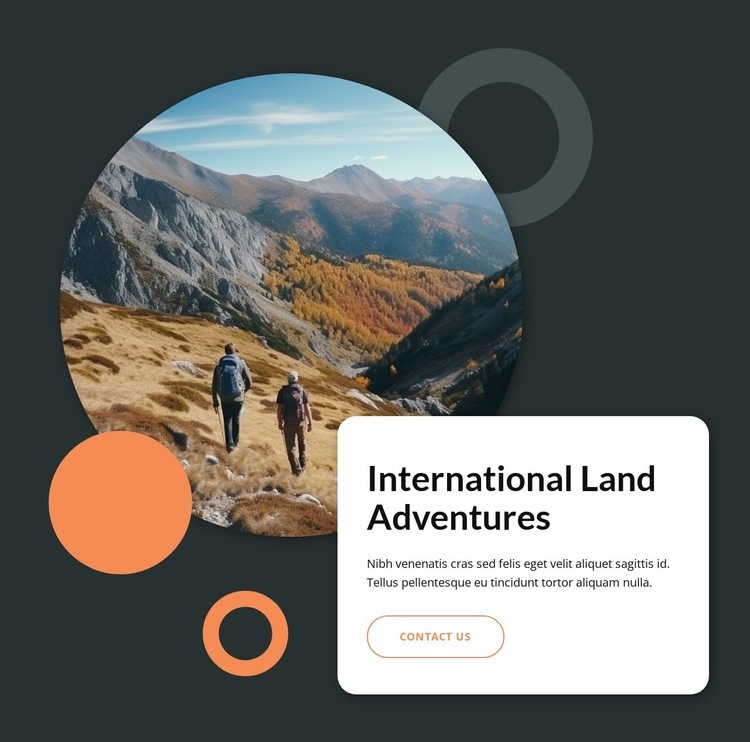 Internationella landäventyr Html webbplatsbyggare
