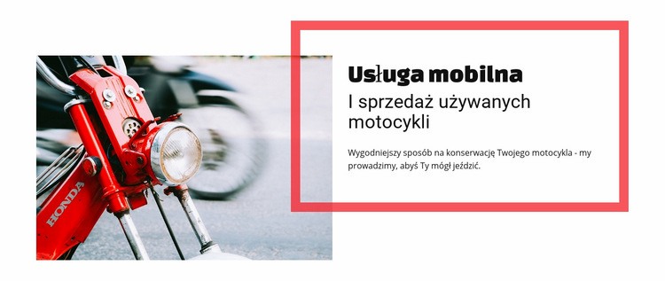 Mobilna sprzedaż motocykli Makieta strony internetowej