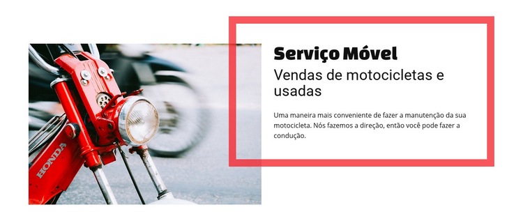 Vendas de motos de serviço móvel Design do site