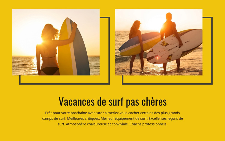 Vacances de surf pas chères Modèle de site Web
