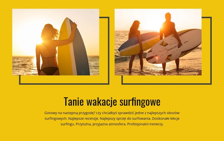 Tanie wakacje surfingowe Makieta strony internetowej