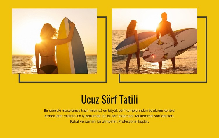 Ucuz sörf tatili Web Sitesi Mockup'ı