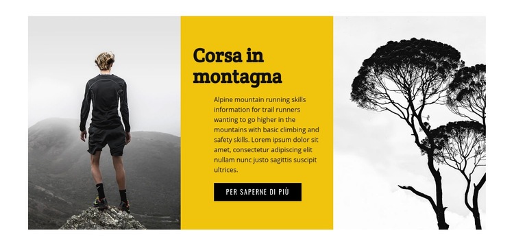 Corsa in montagna di viaggio Mockup del sito web