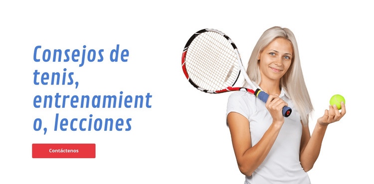 Consejos de tenis, entrenamiento, lecciones Maqueta de sitio web