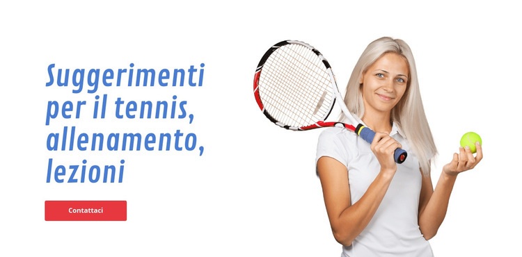 Suggerimenti per il tennis, allenamento, lezioni Mockup del sito web