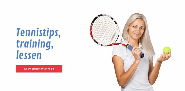 Tennistips, training, lessen Website mockup