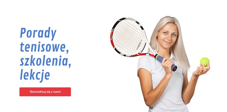 Wskazówki dotyczące tenisa, szkolenia, lekcje Makieta strony internetowej