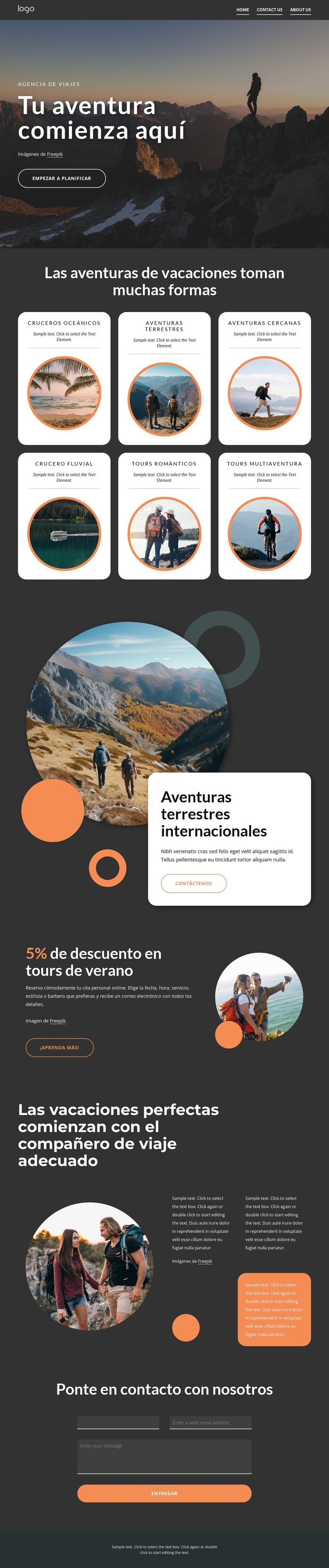 Tus aventuras comienzan aquí. Tema de WordPress