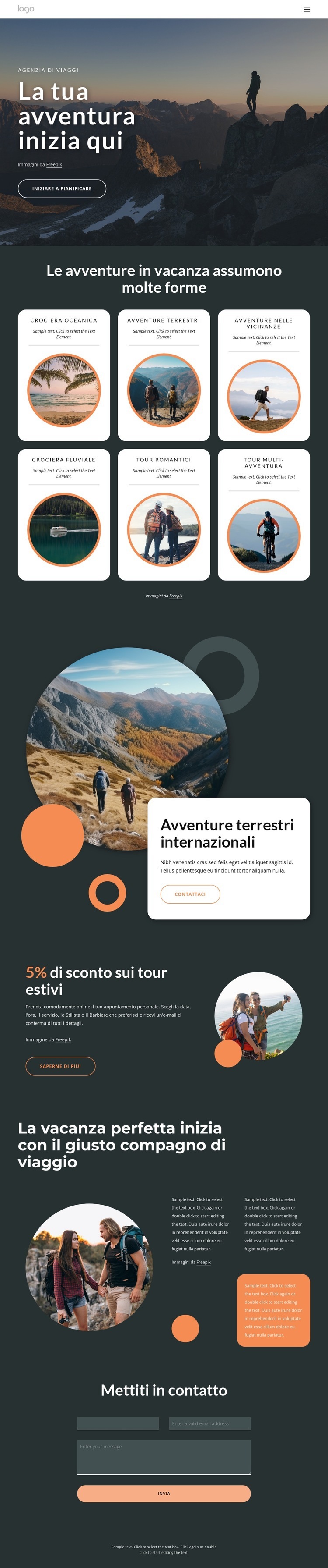 Le tue avventure iniziano qui Modelli di Website Builder