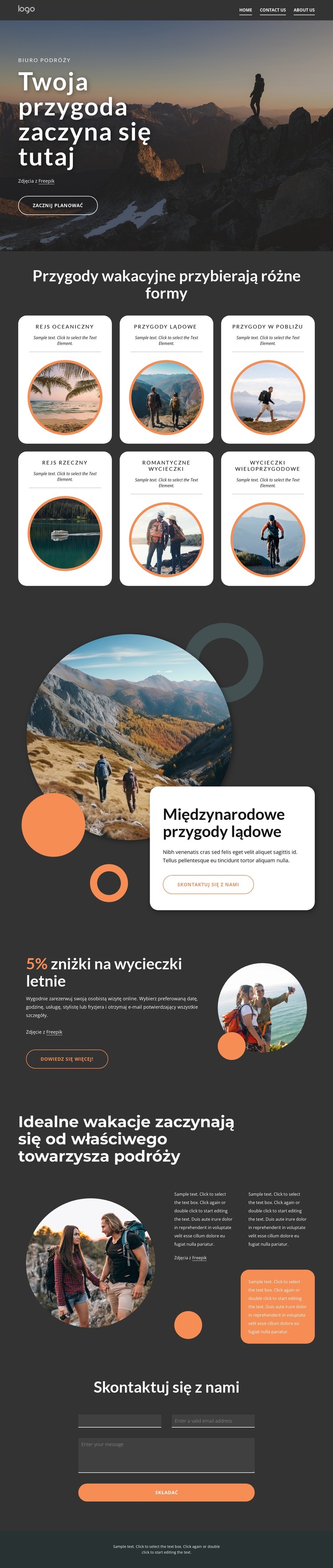 Twoje przygody zaczynają się tutaj Szablon CSS