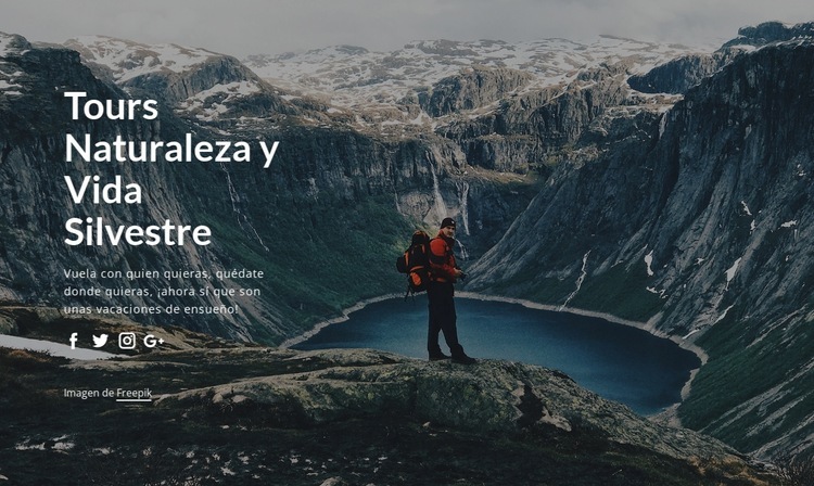 Excursiones de vida silvestre y viajes por la naturaleza. Plantillas de creación de sitios web