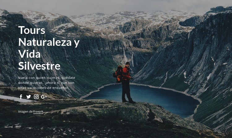 Excursiones de vida silvestre y viajes por la naturaleza. Plantilla CSS